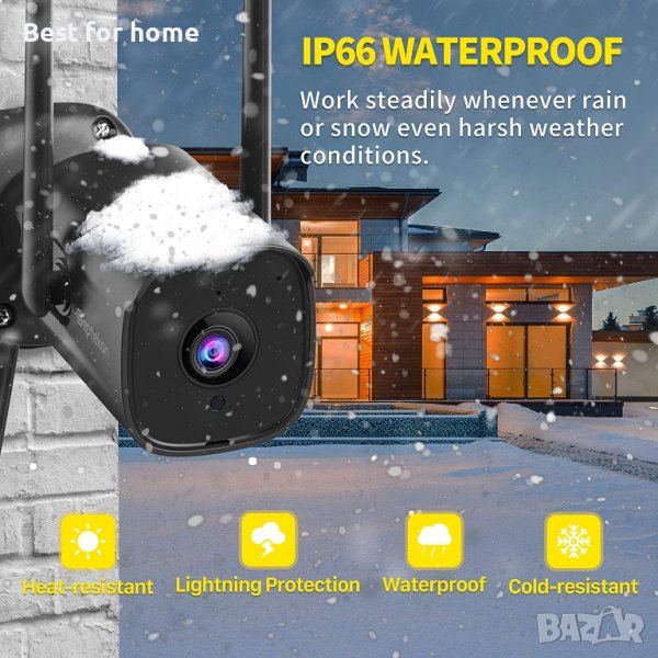  IP Камера на Septekon,1080p, двойна антена 2.4G WiFi камера с нощно виждане,двупосочно аудио, снимка 1