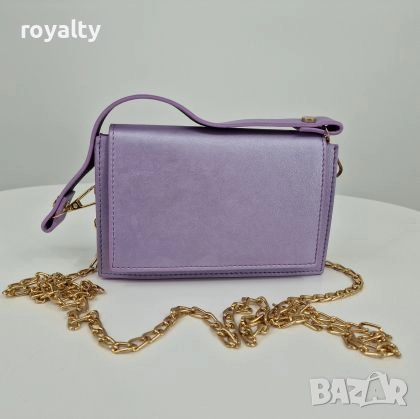 Лилава Кожена Дамска Чанта , снимка 1
