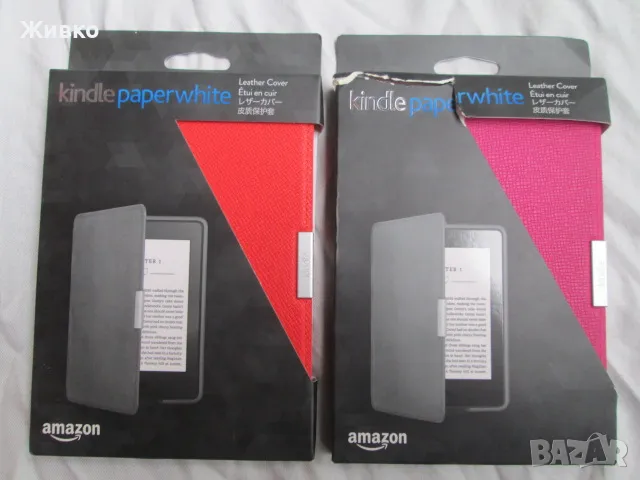 kindle paperwhite (5th, 6th and 7th Generation) оригинален нов кожен калъф на Amazon. Два броя., снимка 1