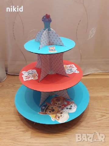 Пес патрул Paw patrol Триетажна поставка стойка за мъфини картонена кексчета