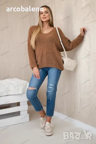 Дамски пуловер с V-образно деколте, 5цвята , снимка 3 - Блузи с дълъг ръкав и пуловери - 47617135