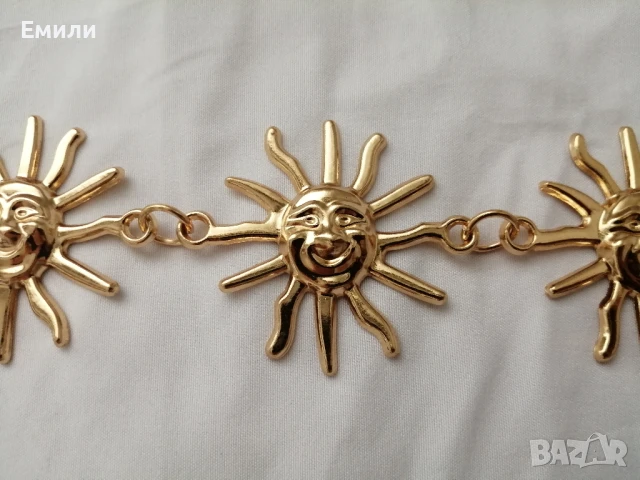 🌞 Дамски стилен колан-верижка-бижу със слънце в златист цвят , снимка 6 - Колани - 51196979