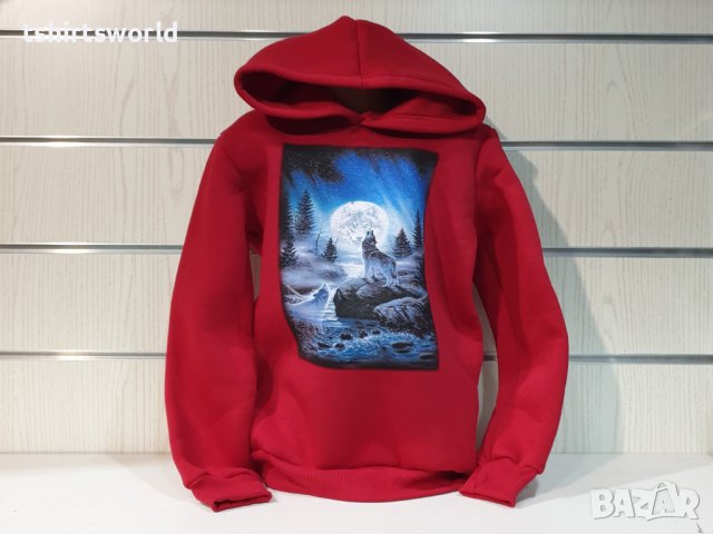 Нов детски суичър с дигитален печат Вълк, Пълнолуние, Серия вълци, снимка 5 - Детски анцузи и суичери - 38866779