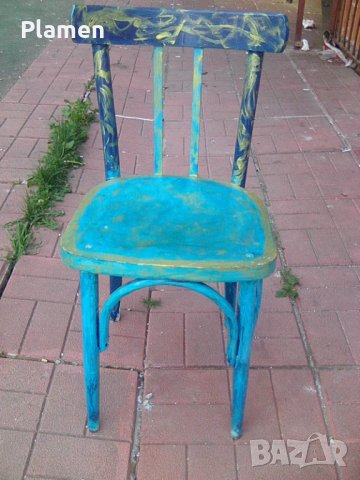 Арт изрисуван кухненски стол, снимка 1