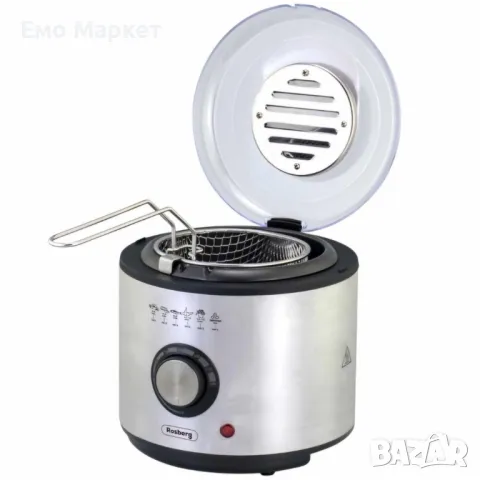 Фритюрник Rosberg, 950W, 1л., фиксиран съд, S/S - Гаранция 24 месеца , снимка 6 - Фритюрници - 49291638