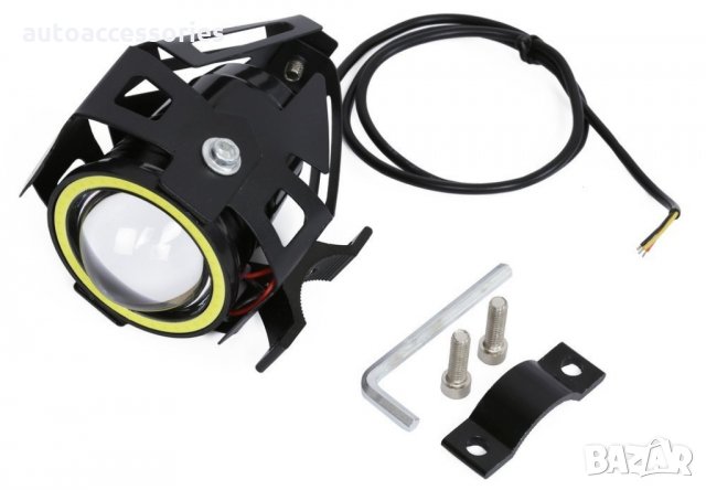 Халогенен LED CREE U7S с вграден COB LED Ринг за скутер , мотор, #1000052556, снимка 1 - Аксесоари и консумативи - 34755045