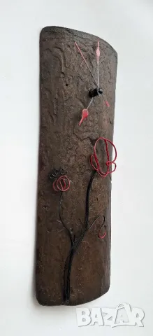 АРТ Стенен Часовник Старо дърво и Метално Цвете МАК, снимка 2 - Декорация за дома - 49610754