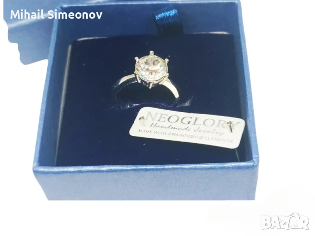   Еднокаменен пръстен Neoglory, ръчно изработен със SWAROVSKI ELEMENTS 956