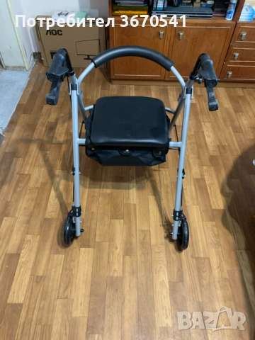 Ролатор/ проходилка с 4 колела, седалка, облегалка и торба – нов, неизползван, снимка 4 - Грижа за възрастни - 53155757