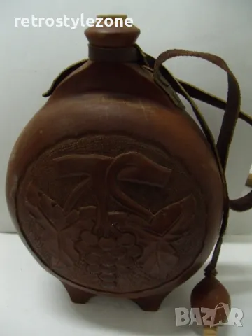 № 7856 стара дървена бъклица  - орнаменти - дърворезба , снимка 4 - Други ценни предмети - 48884269