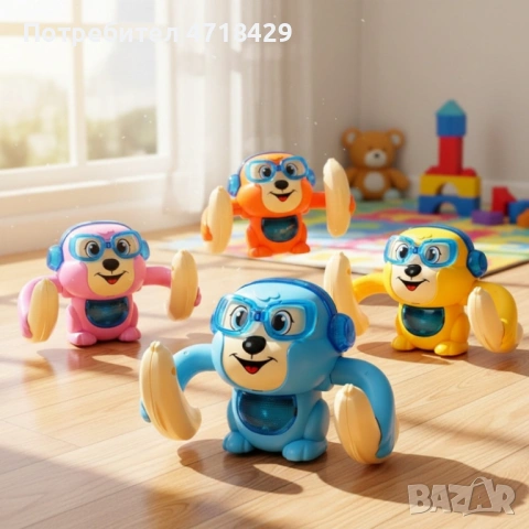 Бебешка играчка търкаляща се маймунка, дистанционно управление чрез пляскане