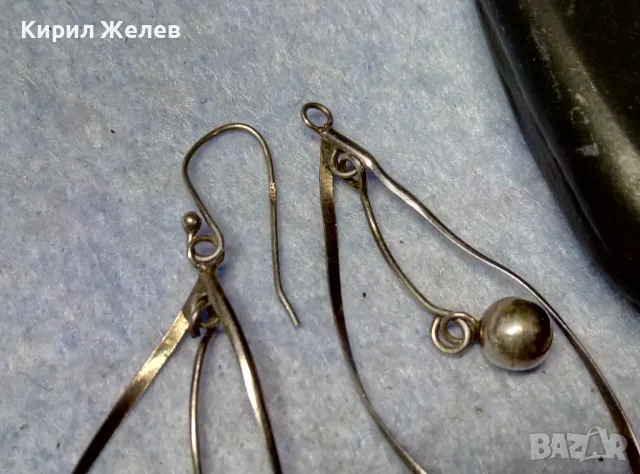 АЛ НУВО СТИЛ СРЕБЪРНИ ОБЕЦИ СРЕБРО 925 РЪЧНА РЕТРО АРТ ИЗРАБОТКА ЕДНАТА с НУЖДА от ЗАКАЧАЛКА 47735, снимка 8 - Обеци - 49553345