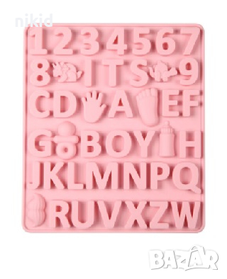 2,8 см Латиница азбука букви латински цифри числа ръка крак шише силиконов молд форма гипс шоколад , снимка 2 - Форми - 36438745
