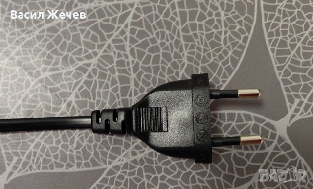 Захранващ кабел, 2x0.75mm2, 1.6 m, двуполюсен щепсел, черен, снимка 6 - Друга електроника - 53386612