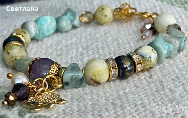 гривна от естествени камъни, снимка 3 - Гривни - 53212148