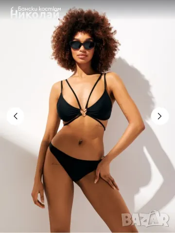 Чисто ново, черно горнище на бански костюм, размер ХС/ XS със сърце, снимка 3 - Бански костюми - 47402530