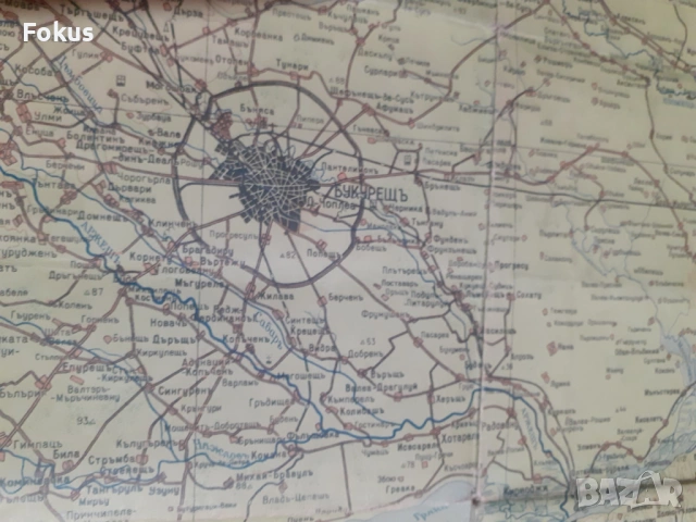 Част от стара карта на Букорещ 1943 г, снимка 3 - Антикварни и старинни предмети - 53281856
