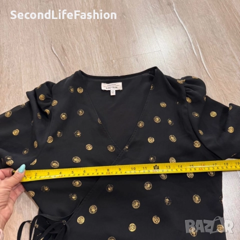 & Other Stories Дамска блуза тип прегърни ме в черно и злато, размер 40 М-Л, снимка 4 - Блузи с дълъг ръкав и пуловери - 52496564