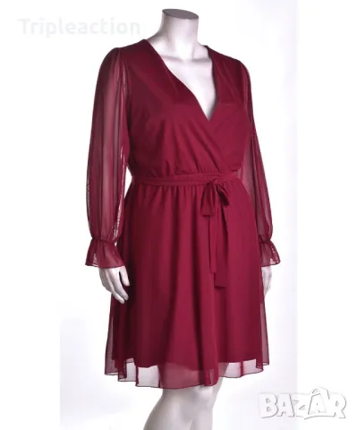 BodyFlirt XXL рокля с прехлупване и ръкави от тюл, червена, снимка 4 - Рокли - 50209683