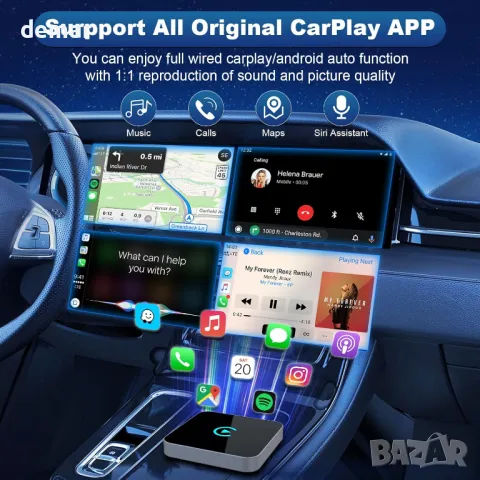 Безжичен адаптер Carplay/Android Auto, 5,8 GHz WiFi, а IOS 10/Android 11, снимка 3 - Аксесоари и консумативи - 47421800