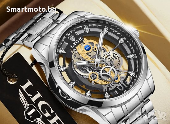 Lige Ръчен самонавиващ воден луксозен часовник Скелетон, снимка 3 - Мъжки - 43186210