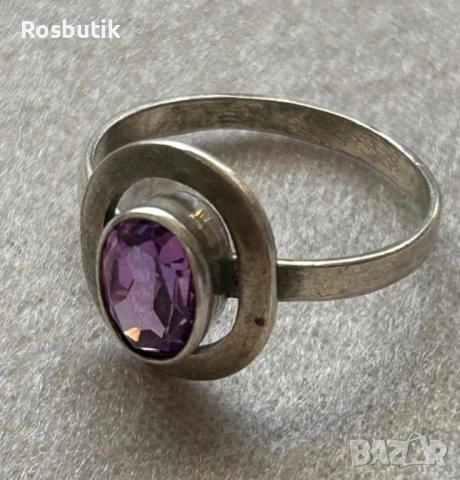 Съветски сребърен пръстен с Аметист 