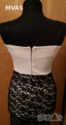 Нови дълги рокли S размер синя и бяла с черна дантела, снимка 6 - Рокли - 37534751