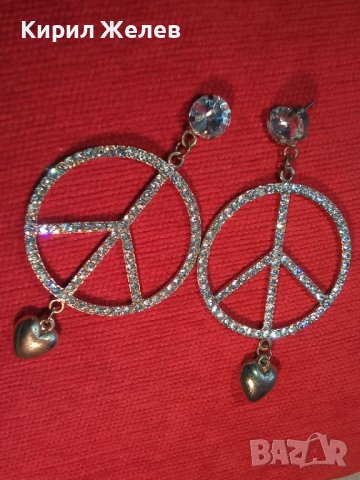 Позлатени ХИПАРСКИ КРИСТАЛНИ АРТ ОБЕЦИ със СЪРЧИЦА 21652, снимка 2 - Обеци - 37745026