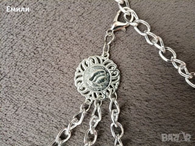 Колан тип верижка с кръгли елементи в сребрист цвят, снимка 5 - Колани - 37581815