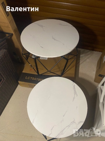 Комплект от 2 кръгли масички с място за съхранение, снимка 4 - Маси - 53111816