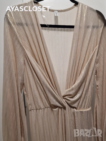 ПРОДАДЕНА. Елегантна златиста рокля XL, снимка 3 - Рокли - 52330237