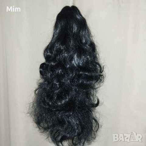  50 см Черна ,къдрава опашка / Екстейшан /с шнола , снимка 4 - Аксесоари за коса - 43347262