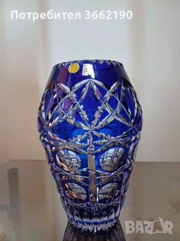 Кобалтово-синя кристална ваза, снимка 3 - Вази - 52868924