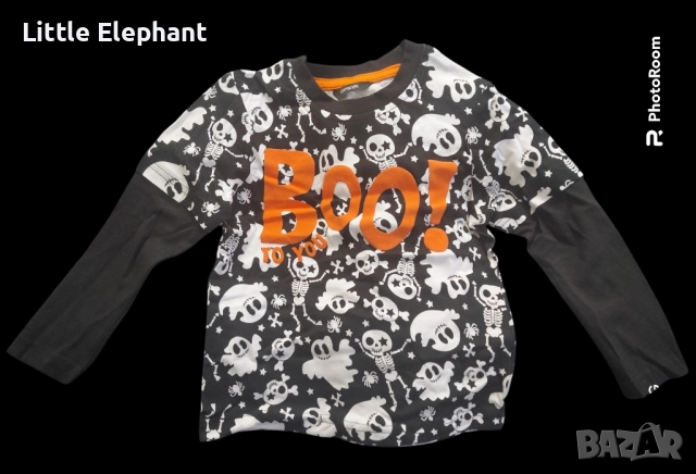 Блузка с дълъг ръкав за момченце на 18-24 мес Halloween"Boo to you",Англия/нова