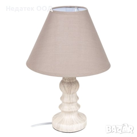Настолна лампа, тип дървена, бежова, снимка 1 - Настолни лампи - 43322343