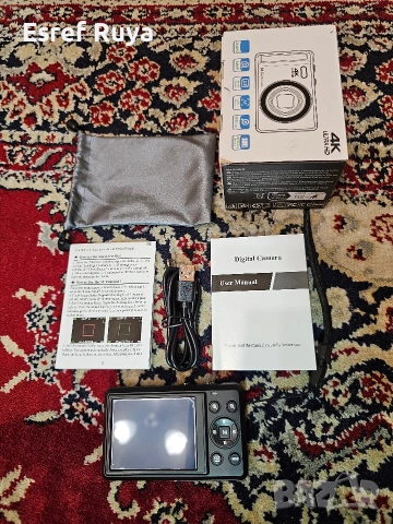 Цифров фотоапарат 4K 64MP 2.8-инчов екран автофокус, 1 батерия 1200 mAh карта 32GB 16X Зоом, снимка 3 - Фотоапарати - 53251910