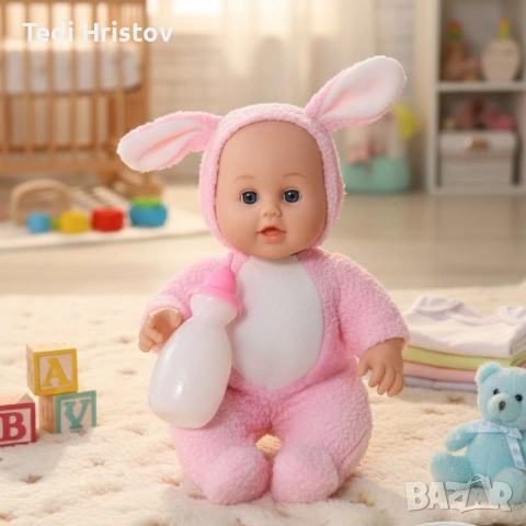 Интерактивна кукла бебе с костюм на животно – говори, смее се и плаче (30 см)