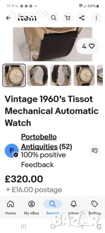 Мъжки часовник Тисот автоматичен(Tisot automatic)1960 година,отлично състояние, снимка 11 - Мъжки - 50092531