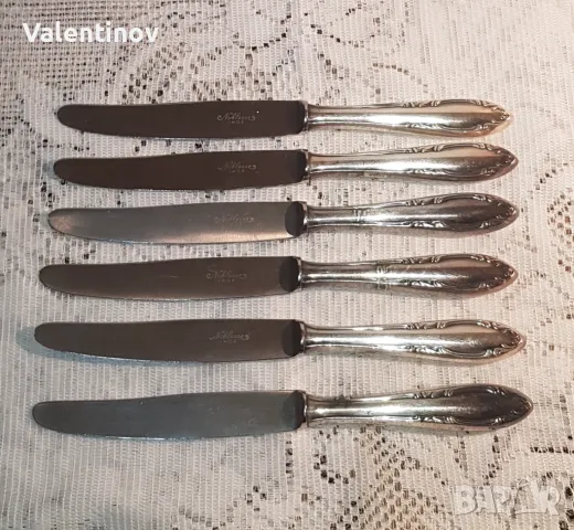 Старинен комплект от 6 ножа за хранене 