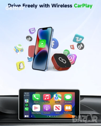Безжичен CarPlay адаптер Spedal за iPhone, за автомобили от 2016 г. и iOS 10+ (само за iPhone), снимка 2 - Аксесоари и консумативи - 50594936
