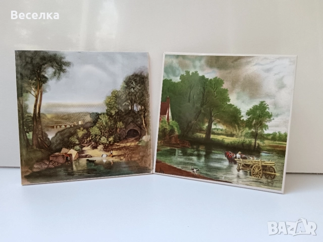 2 броя плочки със селски пейзаж, снимка 4 - Антикварни и старинни предмети - 52424998