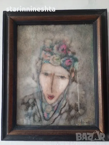 Стара картина актьор художник Стойно Добрев старинна картина , снимка 3 - Антикварни и старинни предмети - 49697428