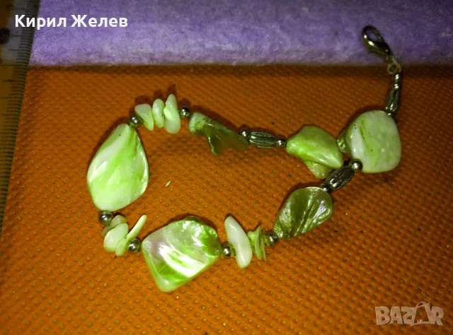 ГРЪНЧ АРТ СТИЛ СРЕБРИСТА СЕДЕФЕНА ГРИВНА ХЕНД МЕЙД УКРАШЕНИЕ КРАЛСКИ СЕДЕФ 47414, снимка 5 - Гривни - 47336497