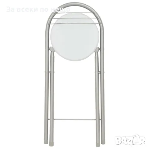 Бар Комплект От 3 Части С Рафтове, Дърво И Стомана, Бял, снимка 5 - Други - 48609750