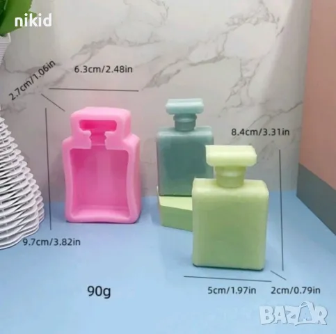 Голяма парфюмна бутилка парфюм дълбок силиконов молд форма фондан тесто украса гипс сапун калъп свещ, снимка 3 - Форми - 23600604