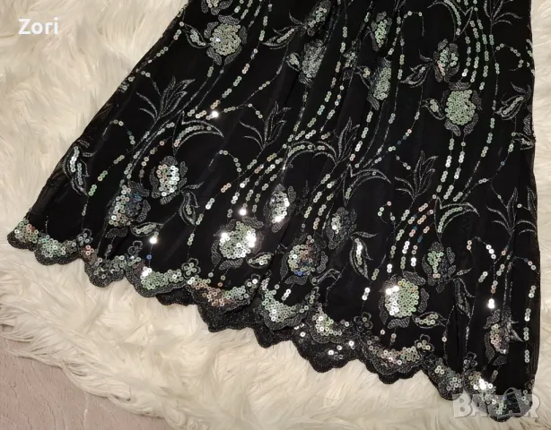 -25% НЕВЕРОЯТНО КРАСИВА черна рокля, цялата обшита с пайети-хамелеон , снимка 5 - Рокли - 47975275