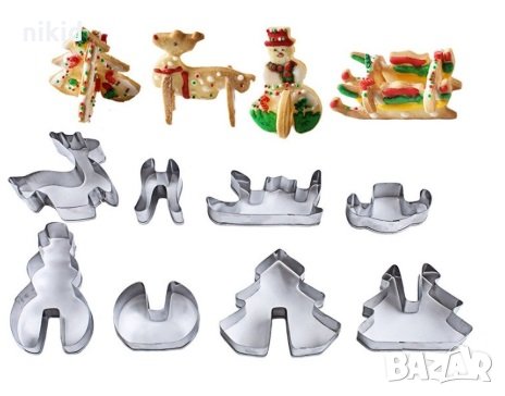 3D Коледни сглобяеми 8 части метални форми резци за бисквитки , снимка 3 - Форми - 27983992