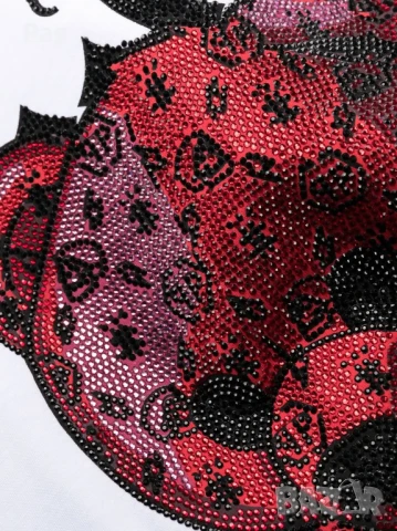 Филип Плейн Рокля тип тениска Teddy Plein с кристална украса, снимка 6 - Рокли - 50892754