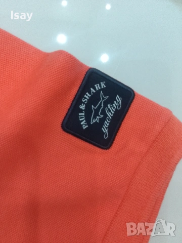 Мъжка тениска Паул Шарк в оранжев цвят Л последен размер , снимка 4 - Тениски - 53169146
