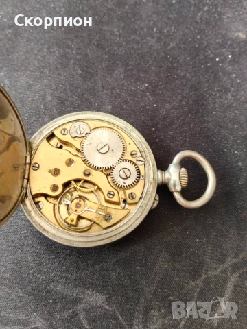 Швейцарски джобен часовник с посребрени капаци - ПЕРФЕКТЕН, снимка 16 - Джобни - 48836548